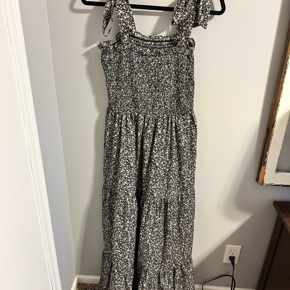 Floral Print Dress with Tie Straps